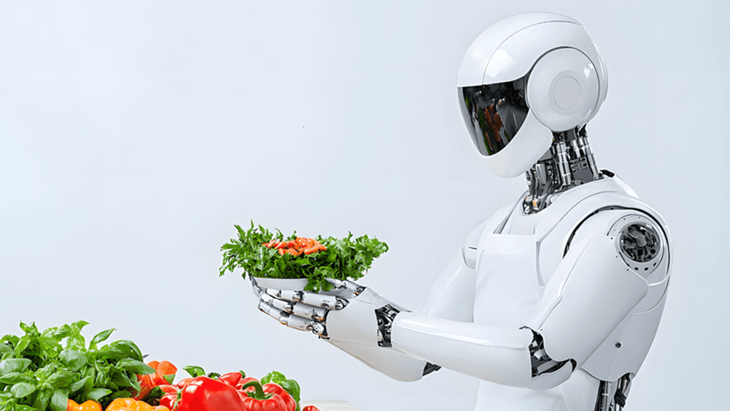 Family robot demonstrating in living room